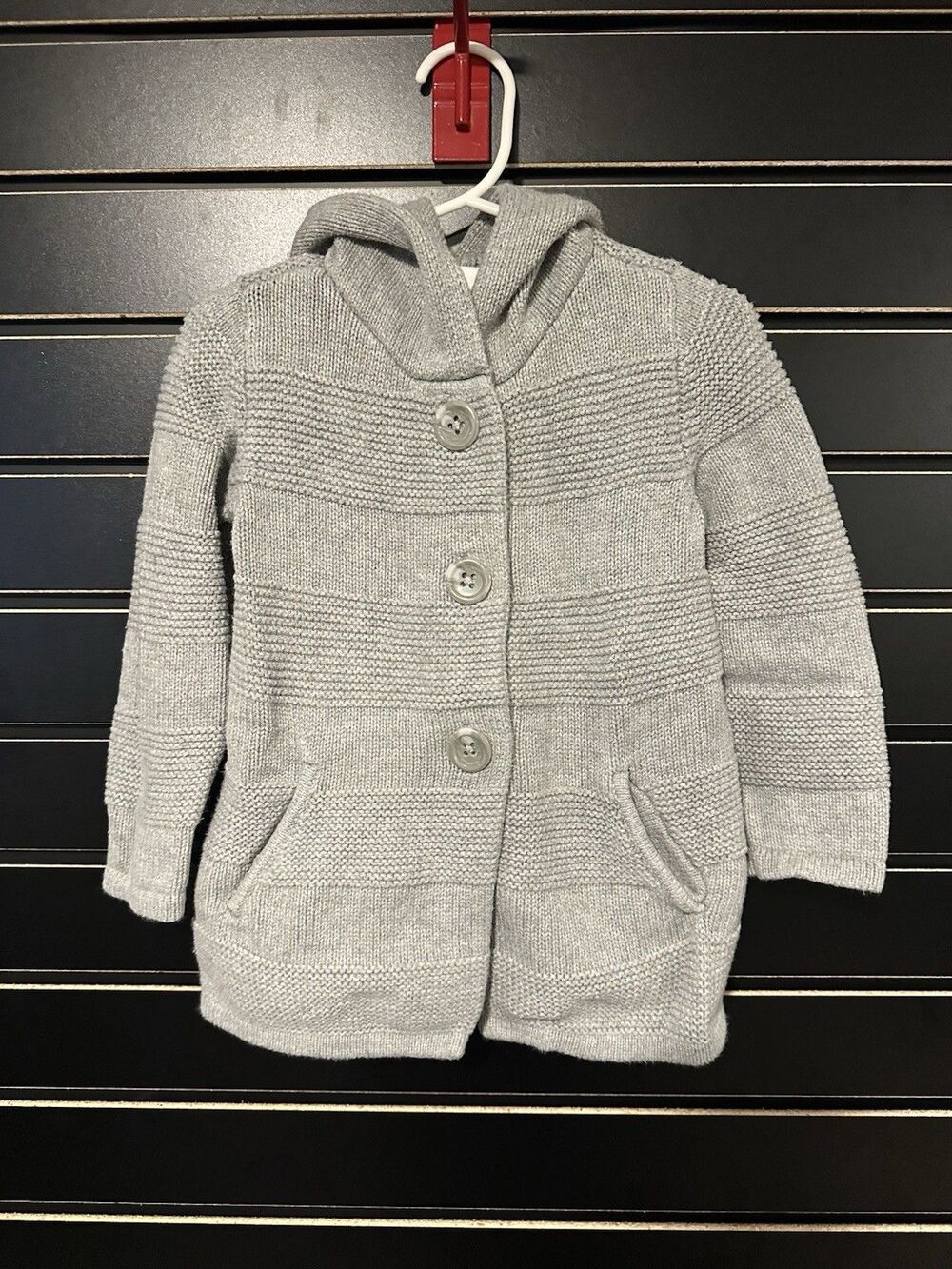 EUC Baby Gap Button Front Hooded Cardigan - Grey Size 2T